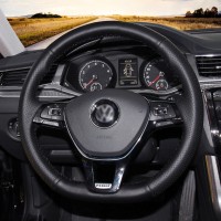 Оплетка на руль из «Premium» экокожи Volkswagen Sharan 2015-2020 г.в. (для руля со штатной кожей, черная)