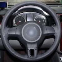 Оплетка на руль из натуральной кожи Volkswagen Golf VI (5K) 2008-2012 г.в. (для руля без штатной кожи, черная)