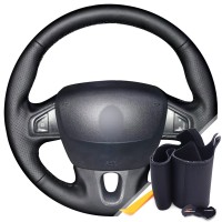 Оплетка на руль из «Premium» экокожи Renault Fluence ZE 2009-2015 г.в. (мультируль, черная)